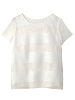 シアービッグボーダーブラウス/ホワイト(301)