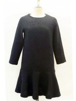 ツイード裾フリルミニマルOP/NV×BK