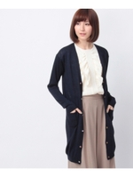 ビジューボタンロングニットカーディガン/グレー(912)