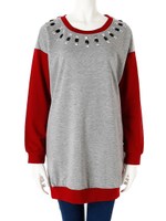 ビジュー付キバイカラーチュニック/グレー