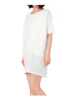 フラワーレース切り替えミニ裏毛ワンピース/オフホワイト(503)