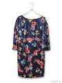 ベロアプリントミニワンピース/ネイビー