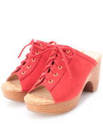 レースアップサボシューズ/レッド系(062)