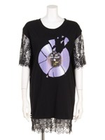 レース付TシャツOP BAD/ブラック