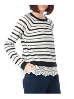 裾レースニットプルオーバー/オフホワイト(303)