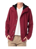 粗杢調ボタンパーカー/ワインレッド(063)