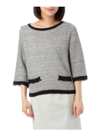 配色ツイードニットプルオーバー/ホワイト(402)