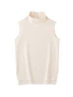 梨地ニットボンディング ノースリーブプルオーバー/ホワイト系(003)