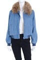 【BIJ】 ファー付デニムBZ/ブルー