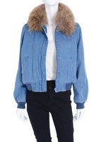 【BIJ】 ファー付デニムBZ/ブルー