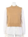 【CASUAL】ニットベストレイヤードTOPS/キャメル
