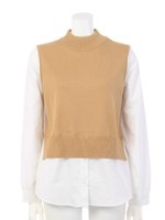【CASUAL】ニットベストレイヤードTOPS/キャメル