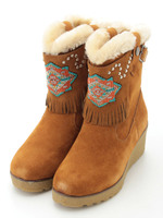 【HIPANEMA】(ヒパネマ) ビーズビジューエスニック調ショートブーツ/ブラック