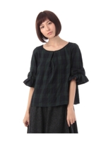 スモッグ風ガーリーブラウス/ブルー系(095)