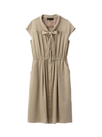 ボータイギャザーシャツワンピース/ベージュ(052)