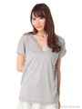 深VラメTシャツ/シルバー