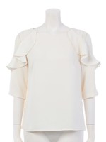 切替ラッフル７分袖ブラウス/ブラック