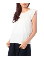 袖フリルレースプルオーバー/ホワイト(001)