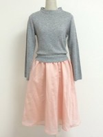 ストライプスカートドッキングワンピ/オフホワイト