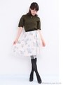 チュール×フラワースカート/グレー