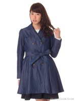 フィットアンドフレアーデニムトレンチコート/Indigo