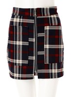 フロントZIPチェックタイトミニスカート/ネイビー