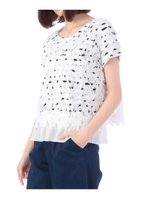 裾シフォンフラワーレースプルオーバー/オフホワイト(303)