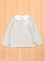 天竺ボーダーブラウス/オフホワイト