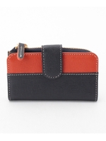 配色レザーキーケース/ブラック(619)