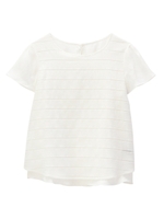 [L]ボーダー織り柄レイヤード風シフォンブラウス/オフホワイト(303)