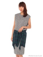 【Cherite by PRIME PATTERN】ウラ毛チェックSH巻キ/グレー