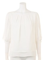 【DUO】 袖タック後リボンBL/オフホワイト