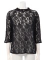 【M】BOTTLE NECK LACE TOPS/ホワイト