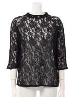 【M】BOTTLE NECK LACE TOPS/ホワイト