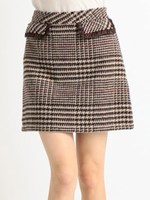 【Tralala】大柄チェック台形スカート/ブラウン