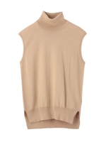 タートルネックノースリニットトップス/ブラック(019)