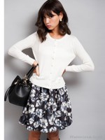 フラワーシャンタンスカート/グレー