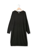 ボーダードロップショルダーニットワンピース/ネイビー(393)