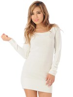 ボートネックニットワンピース/BLACK