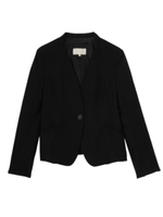 [L]ノーカラーウールストレッチジャケット/チャコールグレー(014)