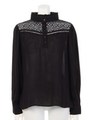 【HLAADA FOR ROSE BUD】CREPE/LACE H/N BLOUSE/BLACK