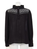 【HLAADA FOR ROSE BUD】CREPE/LACE H/N BLOUSE/BLACK