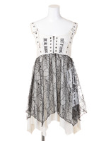 クモの巣レースカットキャミワンピ/オフホワイト