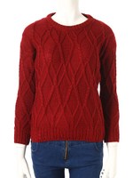 ケーブルニット/ボルドー