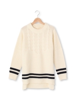 ケーブルニットプルオーバー/ネイビー(393)