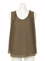 シフォンxカットノースリTOPS/カーキ