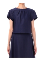 タック使いデザインブラウス/レッド系(068)