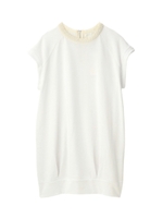 ビジューつきフレンチスリーブ裏毛ワンピース/ホワイト(001)