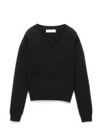 フェレット混Ｖネックプルオーバー/BLK