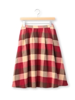 ブロックチェックスカート/ワインレッド(263)